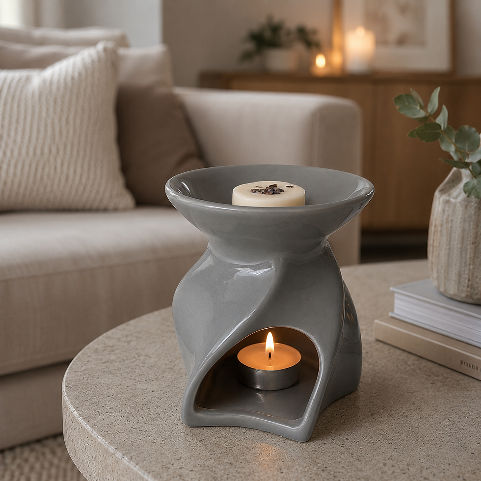 Lyon Wax Burner with tealight candle on a table