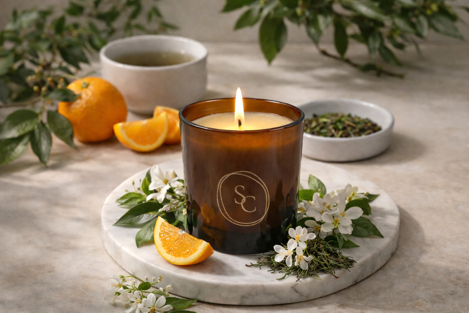 Nuit de Néroli luxury scented candle with orange and tea