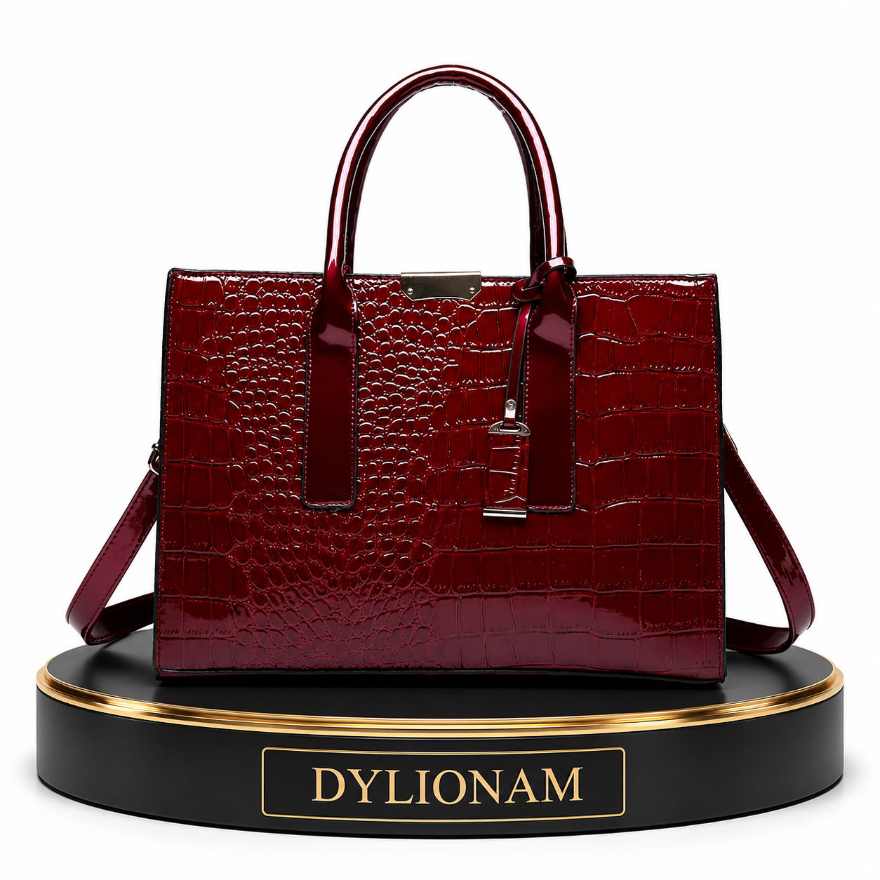 Sac à main crocodile rouge vin