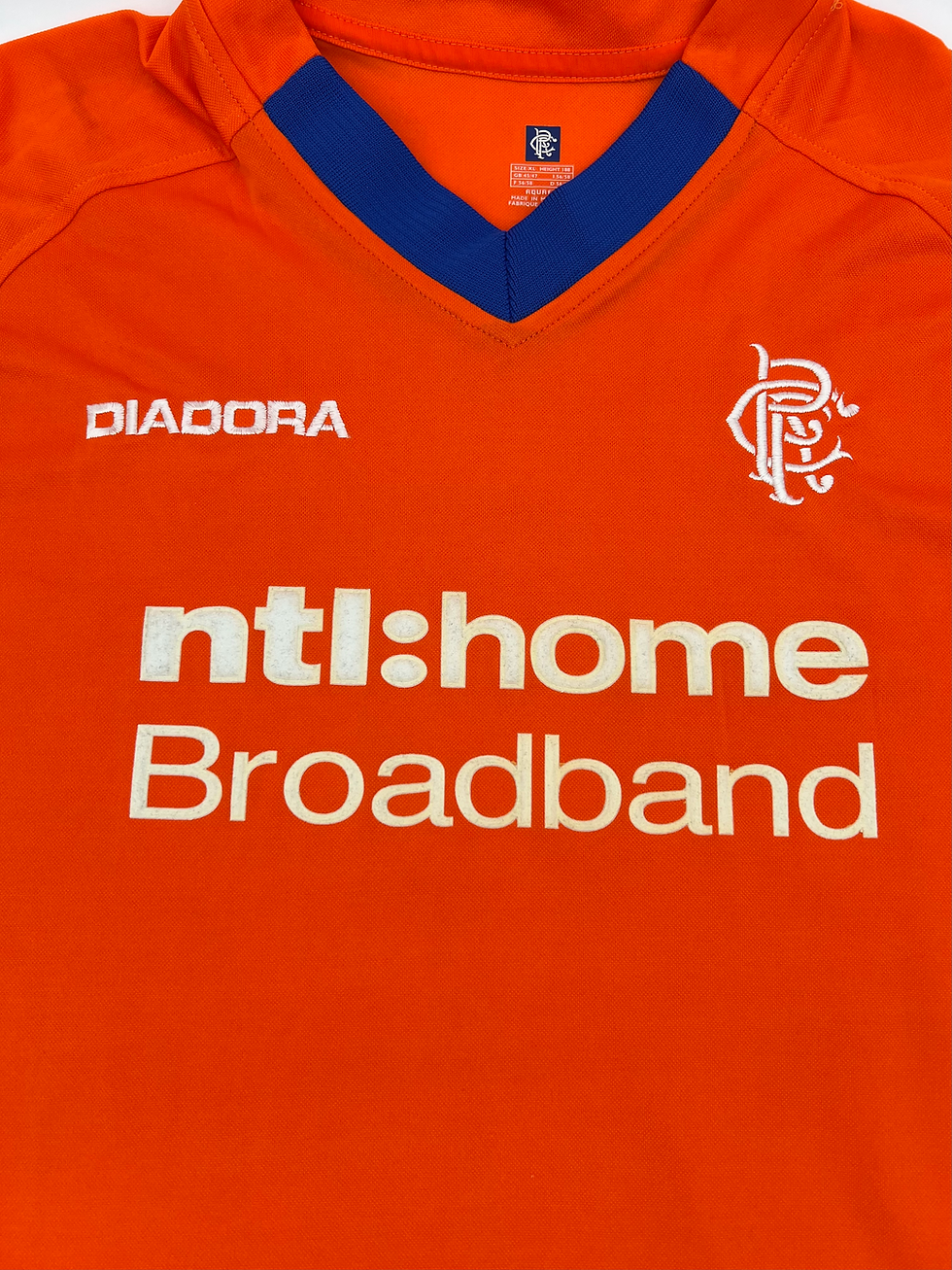 Thumbnail: Glasgow Rangers 2002/2003 Away Caniggia #7 Soccer Jersey (XL) Front Close Up View