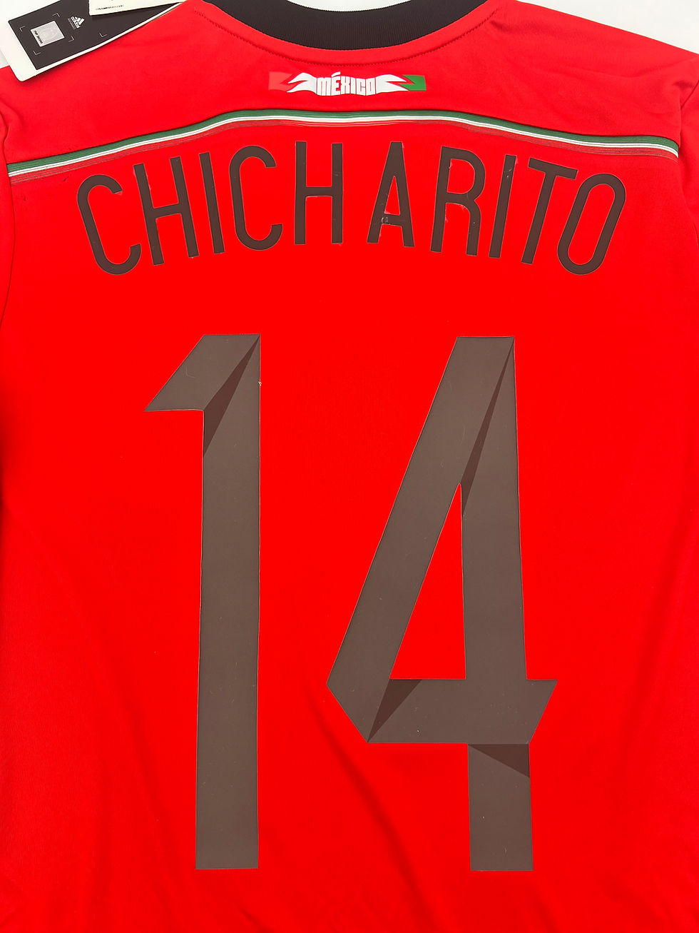 Thumbnail: Chicharito Mexico 2014 Away Jersey Youth Large Back Close Up View