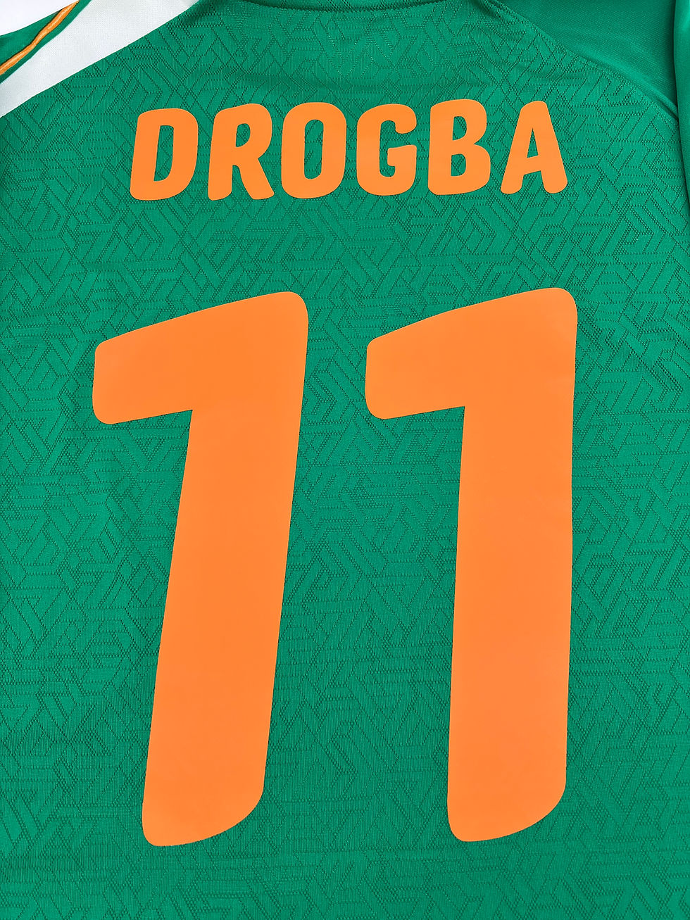 Thumbnail: Drogba Ivory Coast 2010 Away Jersey L Back Close Up View