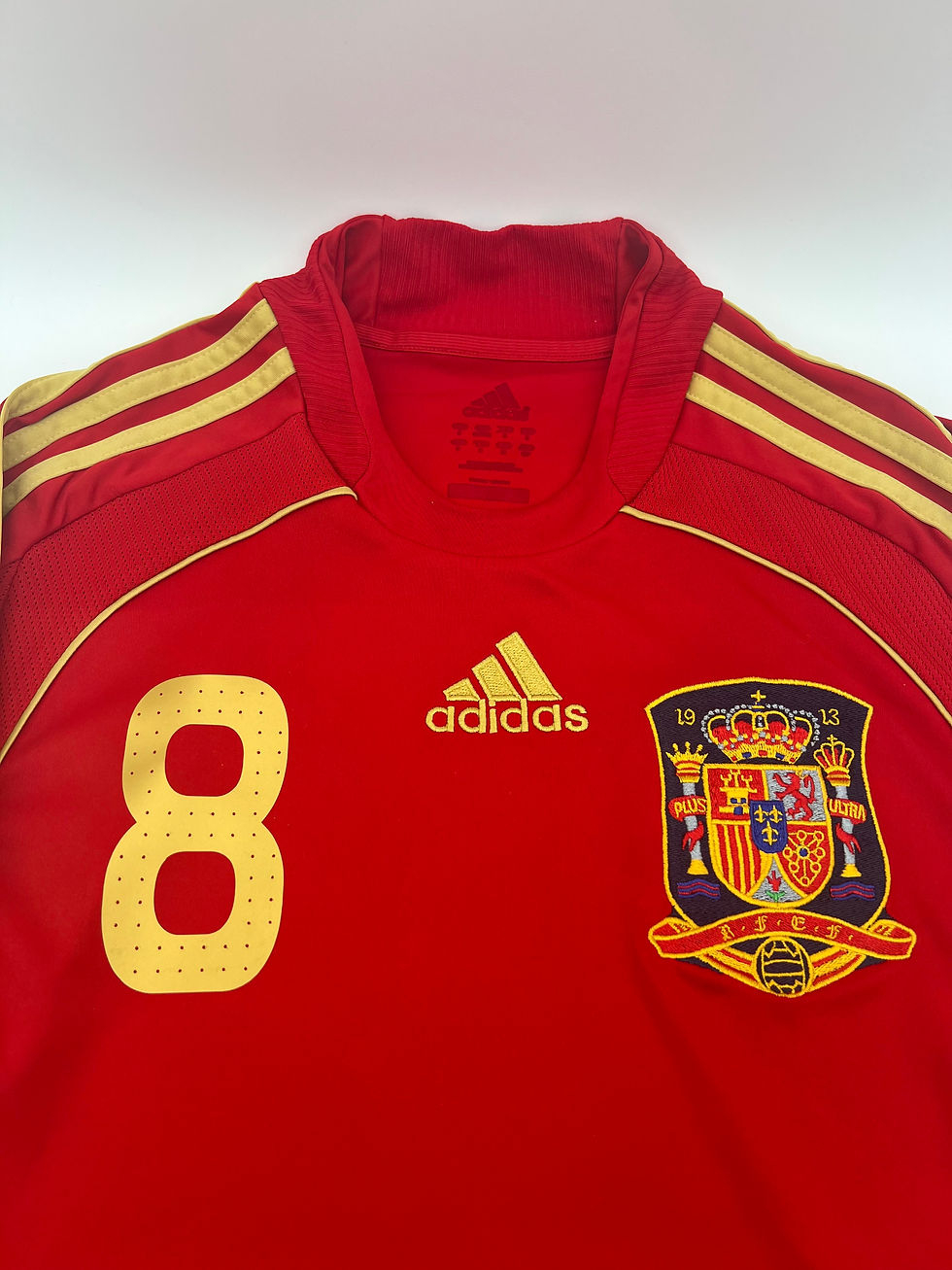 Thumbnail: Xavi Spain 2008 Home Jersey S Front Close Up View