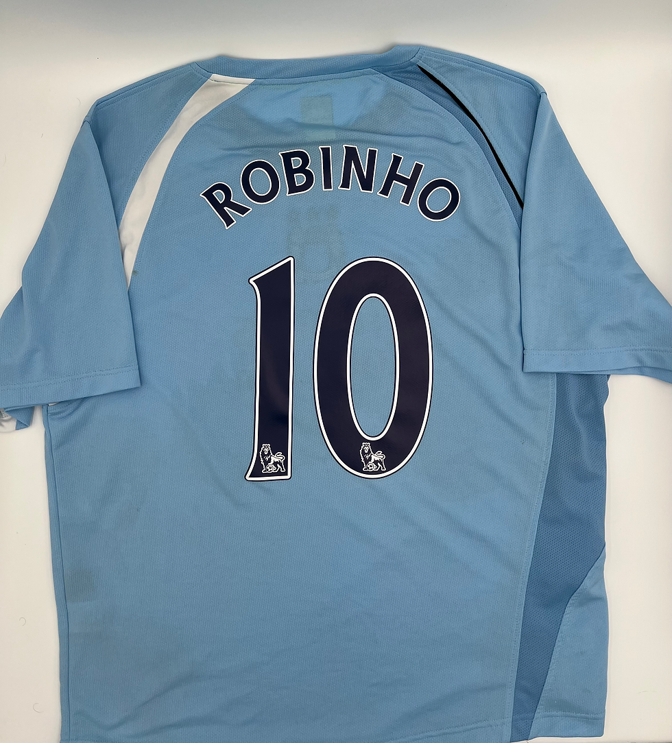 Manchester City 2008/2009 Home Robinho #10 Soccer Jersey (XXL) Back View