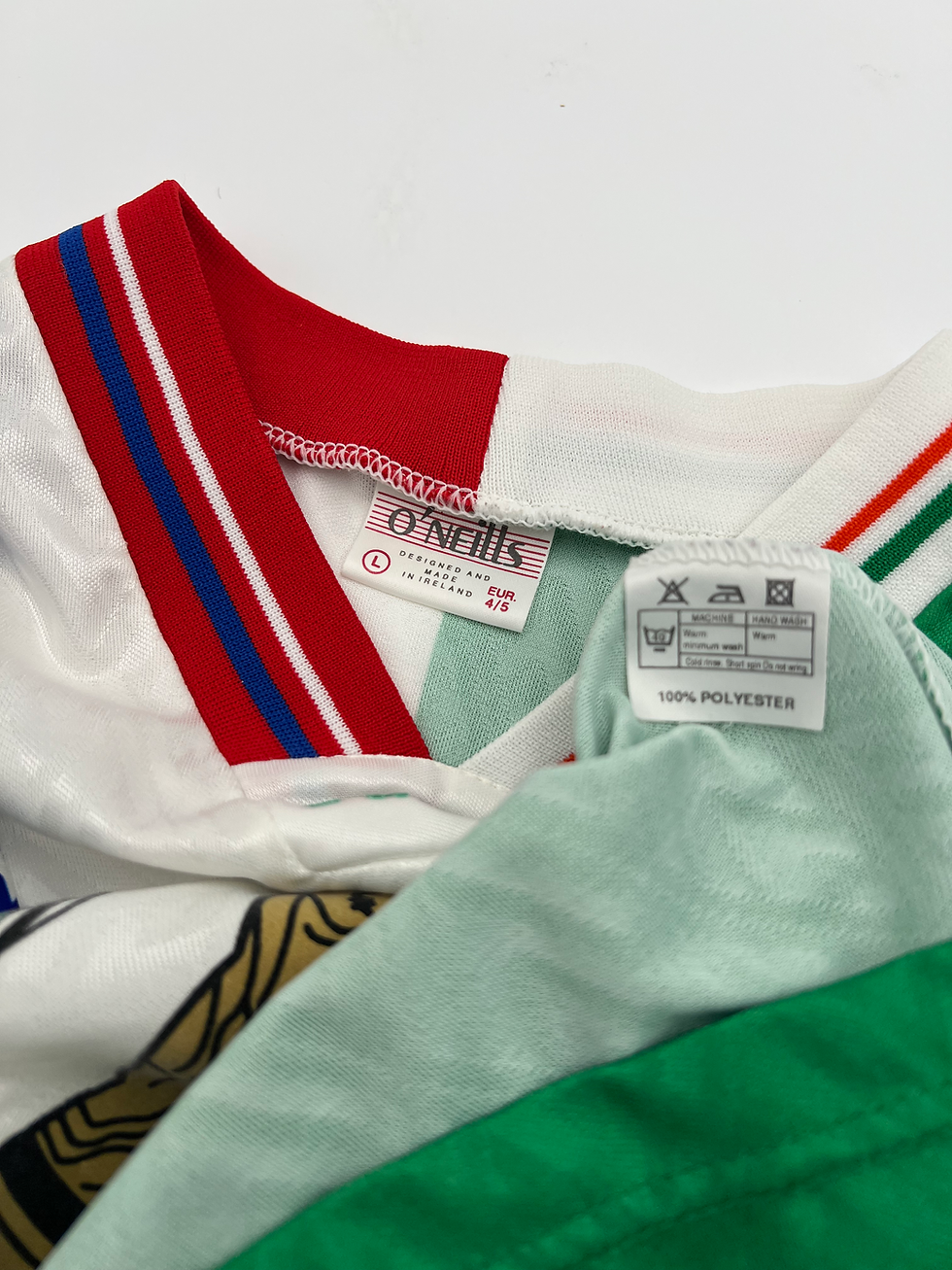 Thumbnail: 1994 FIFA World Cup USMNT + Ireland Soccer Jersey (L) Tags Close Up View