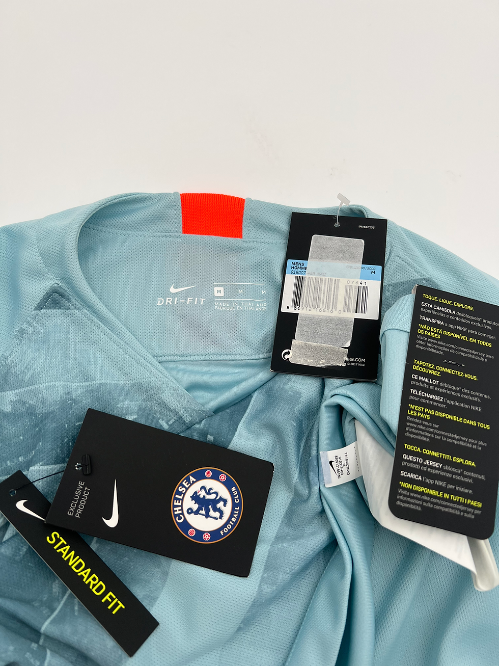 Thumbnail: New Chelsea 2018/2019 Third Soccer Jersey (M) Tags Close Up View