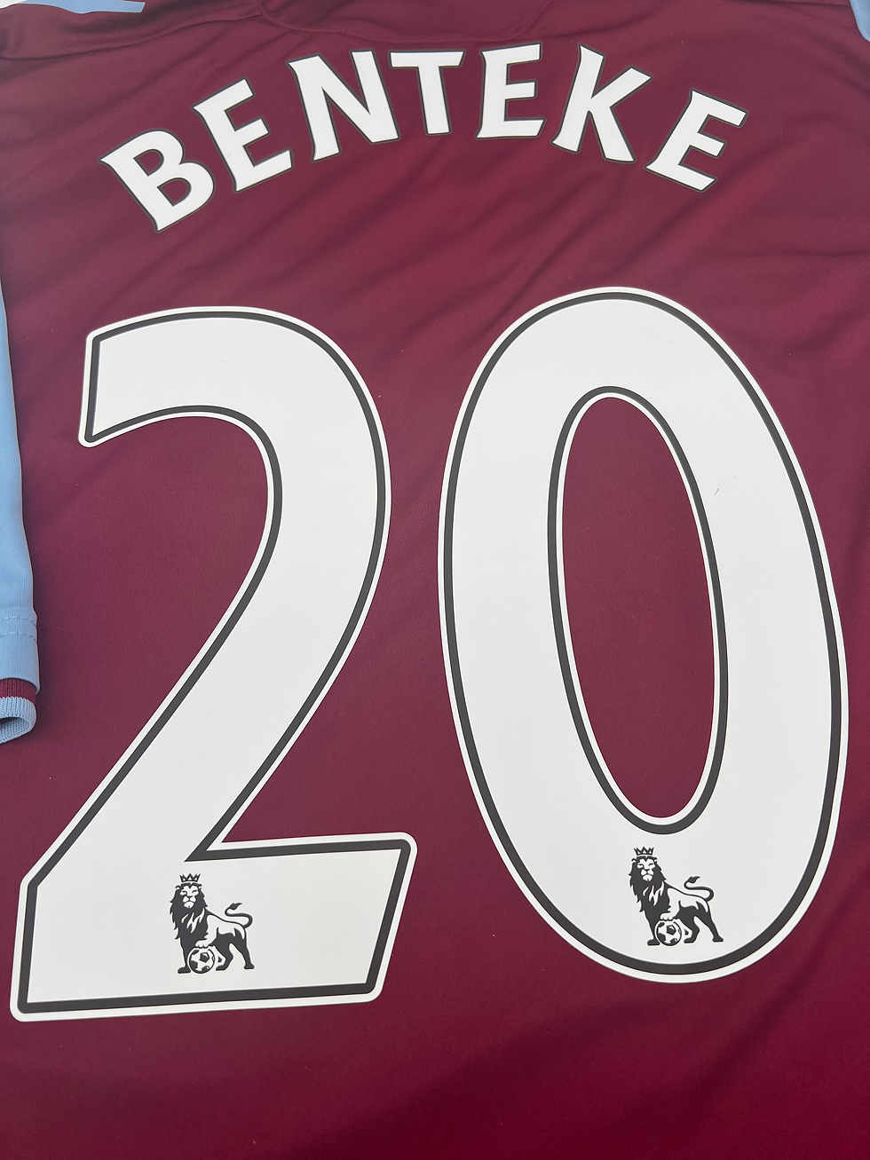 Thumbnail: benteke aston villa 2012 jersey Back Close Up View