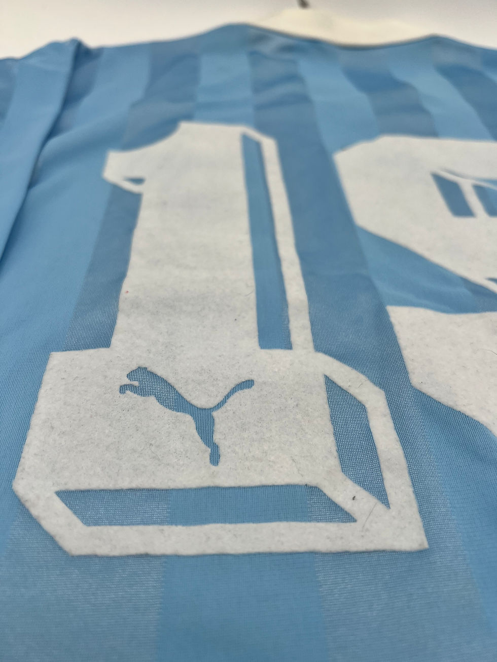 Thumbnail: Uruguay 1990 Player Issued Jersey M Back Close Up View