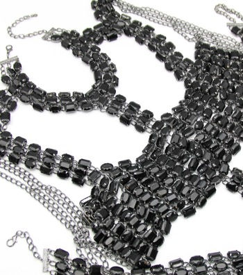 Thumbnail: 3PC Black Crystal Body Chain Set