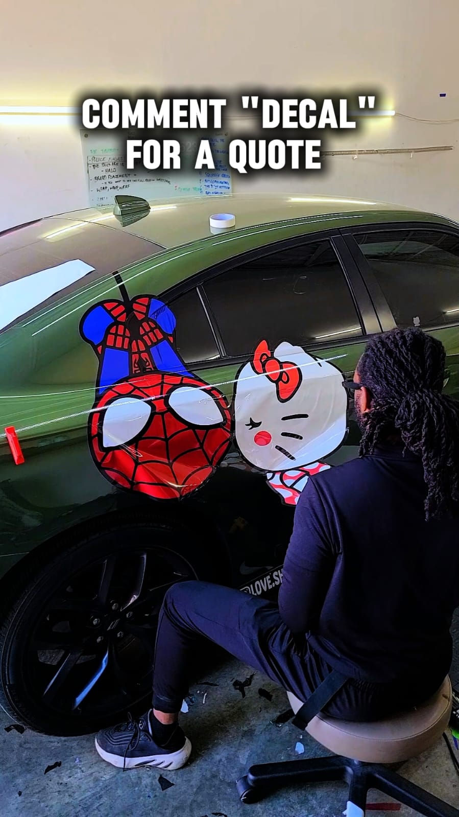 Personalize your ride with custom high-quality decal wraps from All’en Cars. Whether you want to showcase your favorite characters like Spider-Man and Hello Kitty or need custom branding for your business, our precision-cut vinyl decals offer a vibrant way to make your vehicle stand out without the need for a full color change.