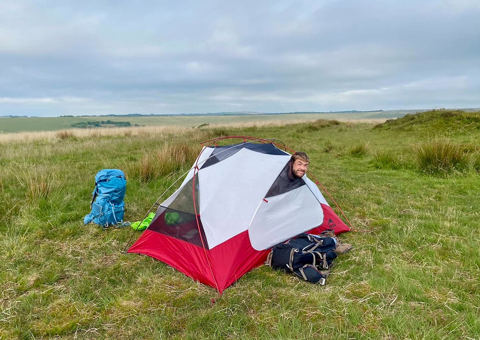 Wild camping in tent on Exmoor