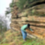 Lydia (a keen geologist) checking out the sandstone