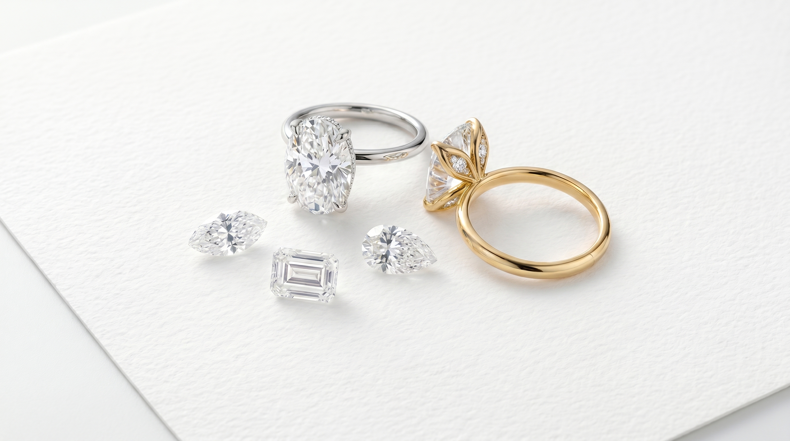 Loose diamonds on a tray