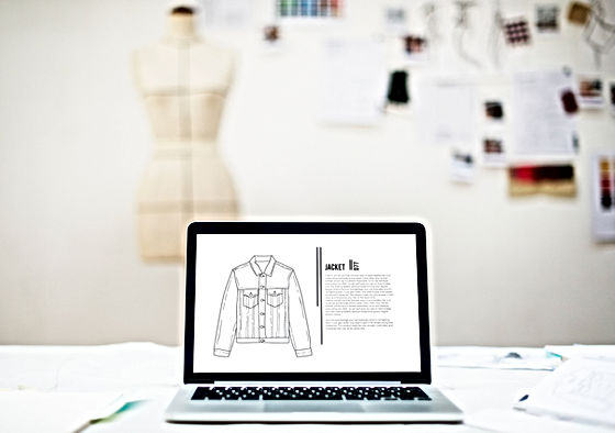 Laptop with Fashion Sketch