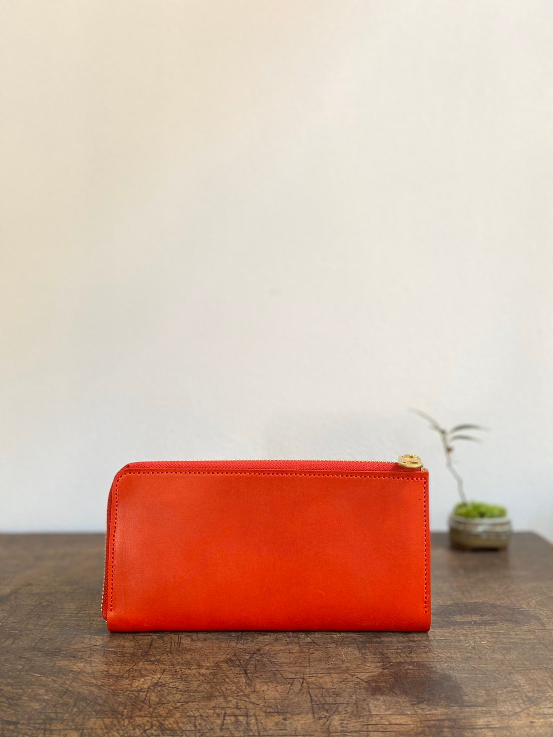 L字ロングウォレット　朱赤