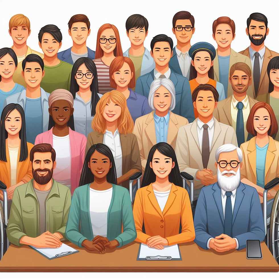 A diverse team with people of all races, abilities, and genders