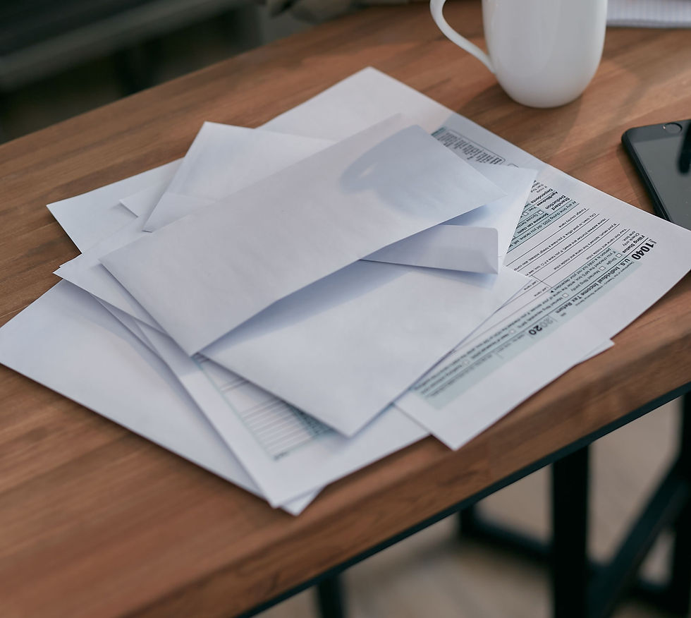 White envelopes and letter on a wooden table. - Credit to Mikhail Nilov on Pexels