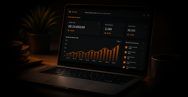 Painel de análise de desempenho e indicadores de marketplace
