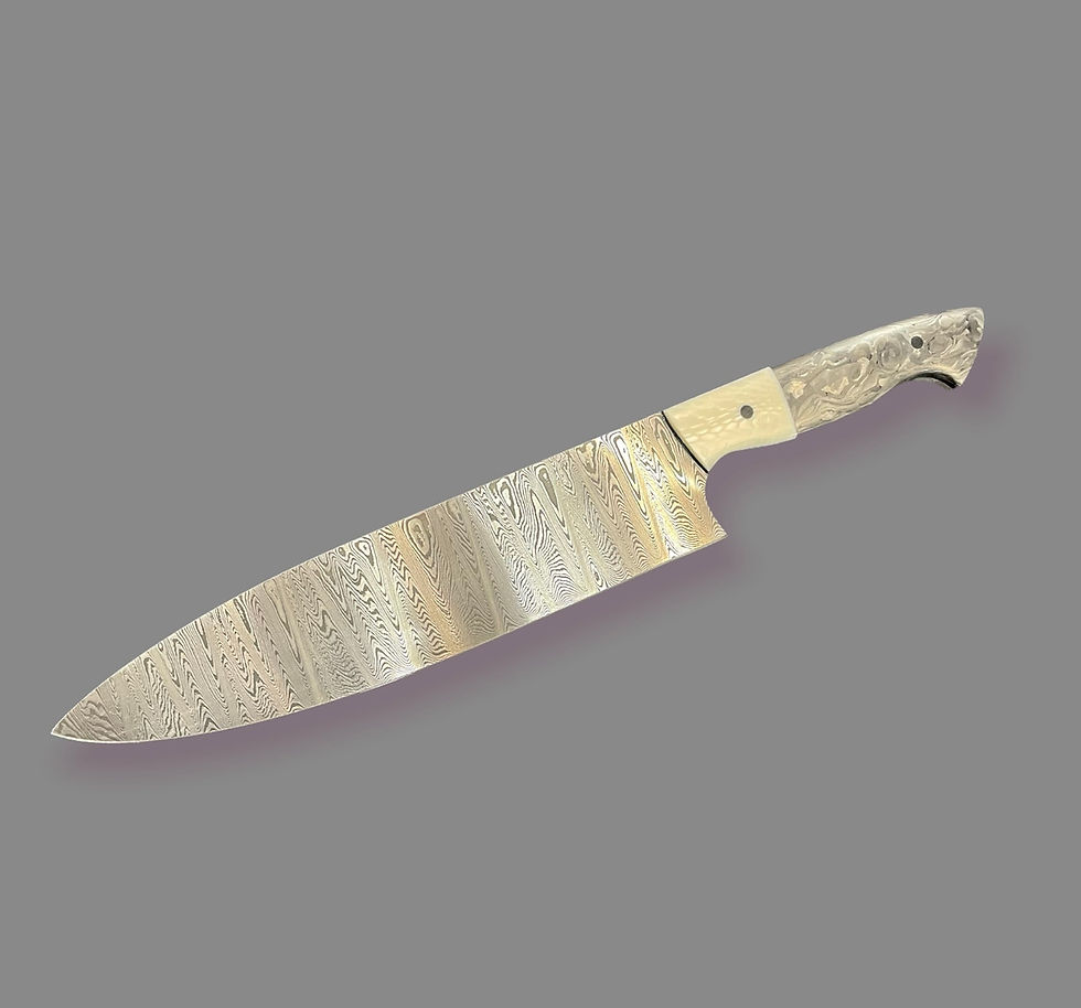 9" Damascus Chef with Carbon Fiber and Juma Handle