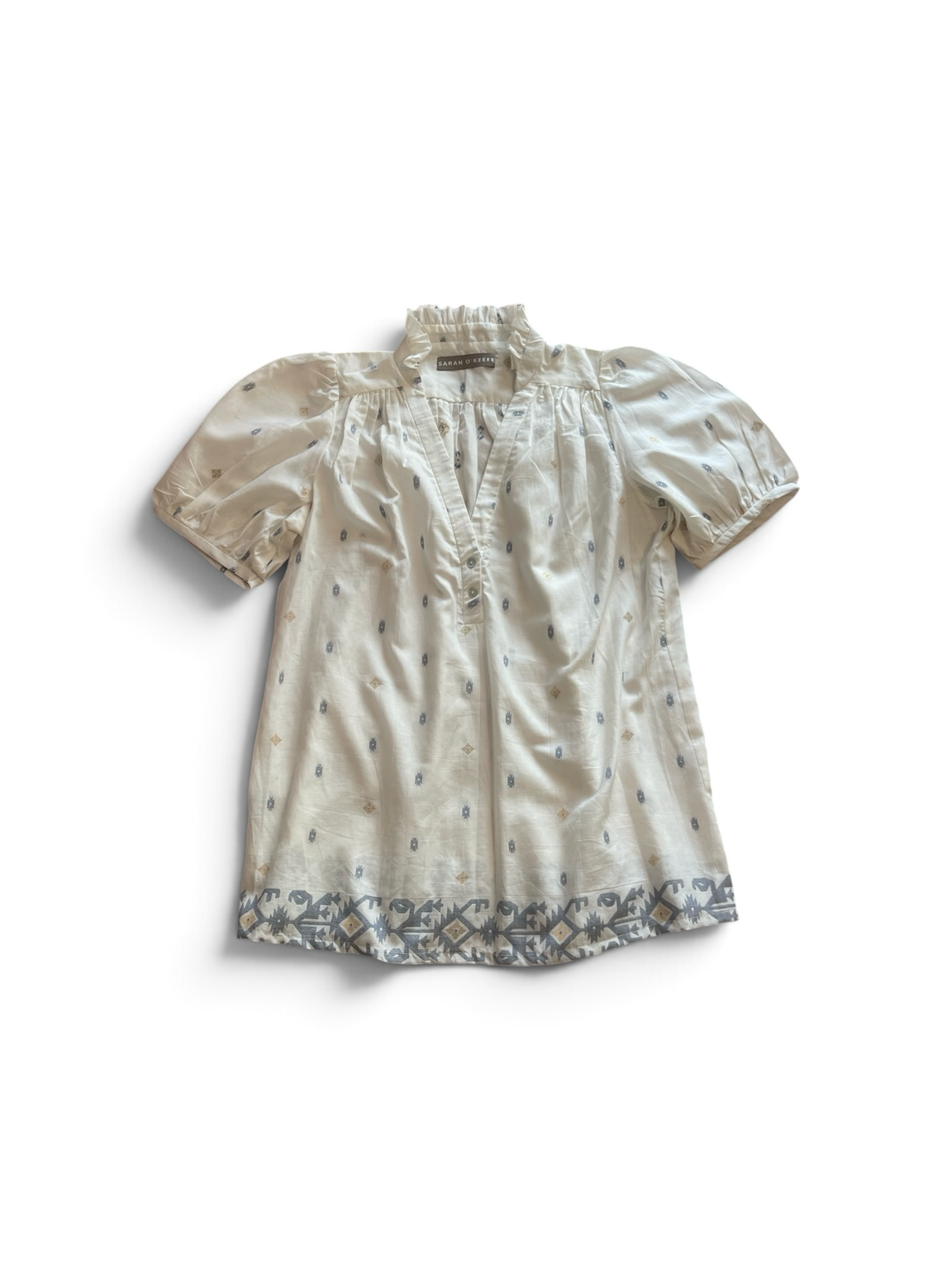 SPARGROVE SHIRT - Blue cream ikat cotton