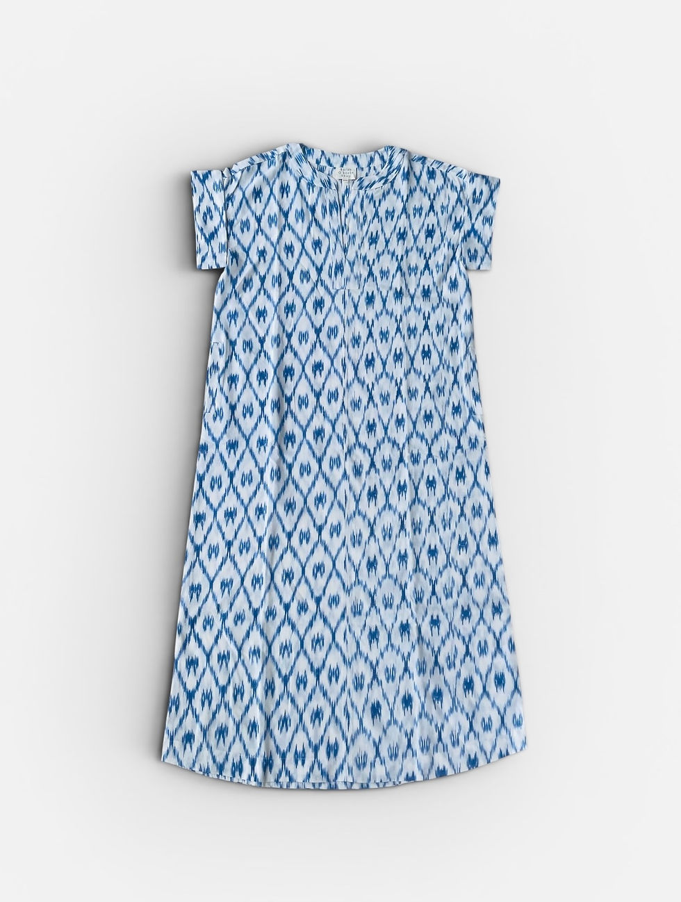 Thumbnail: TOLEDO SHIFT DRESS - Blue cotton ikat