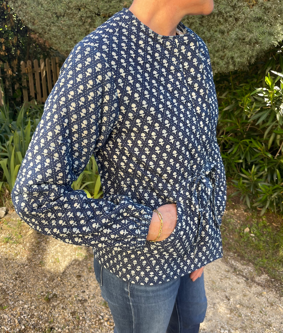 Thumbnail: CARY QUILTED JACKET - Navy block print