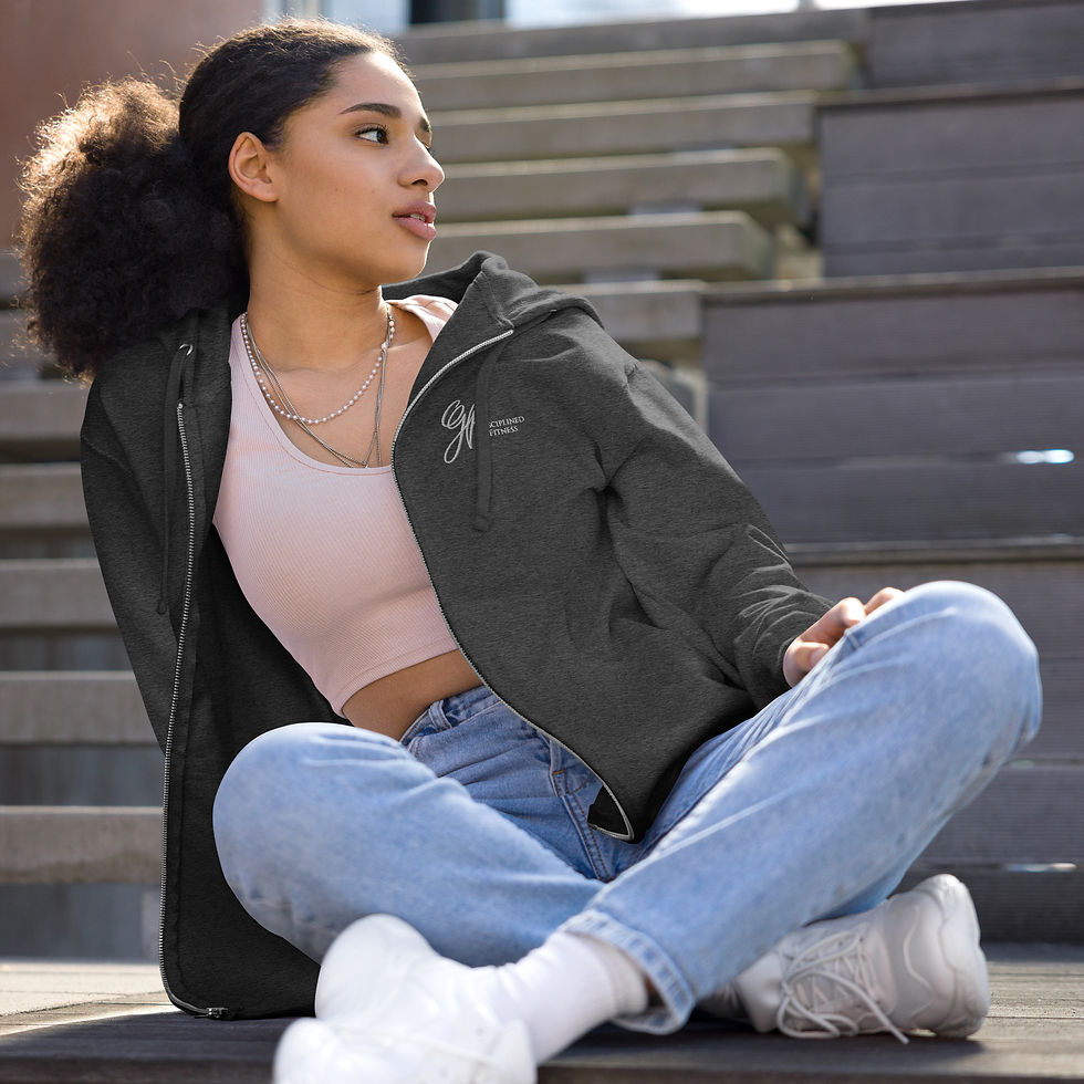 Thumbnail: Unisex Fleece Zip Up Hoodie (White Embroidery)