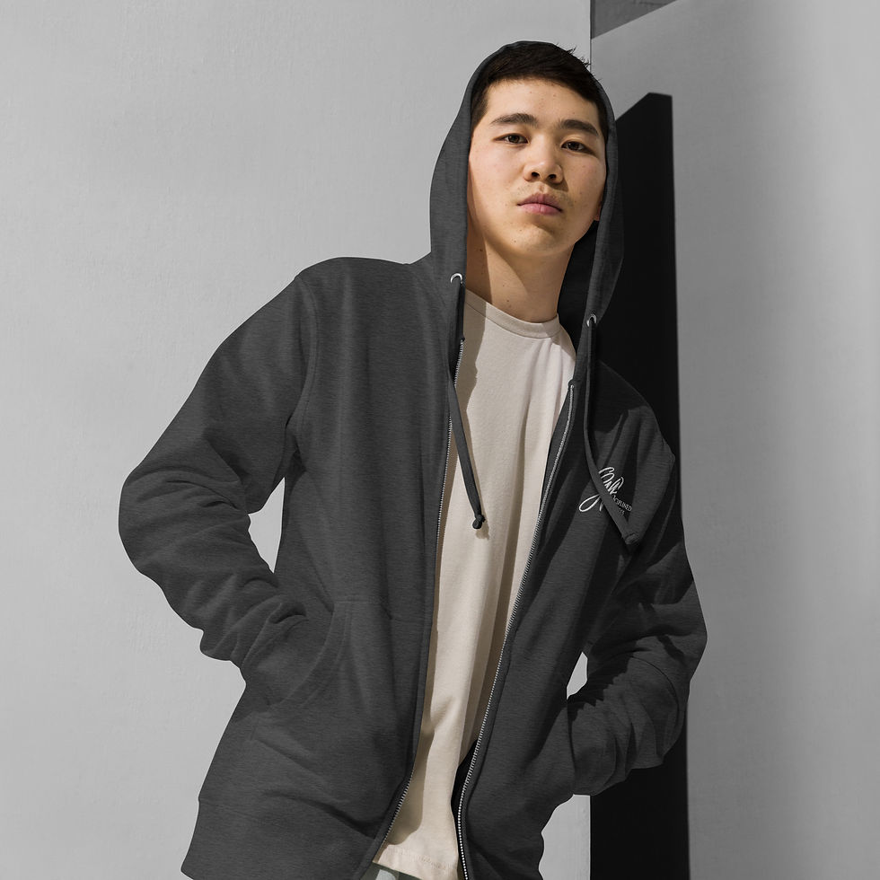 Thumbnail: Unisex Fleece Zip Up Hoodie (White Embroidery)