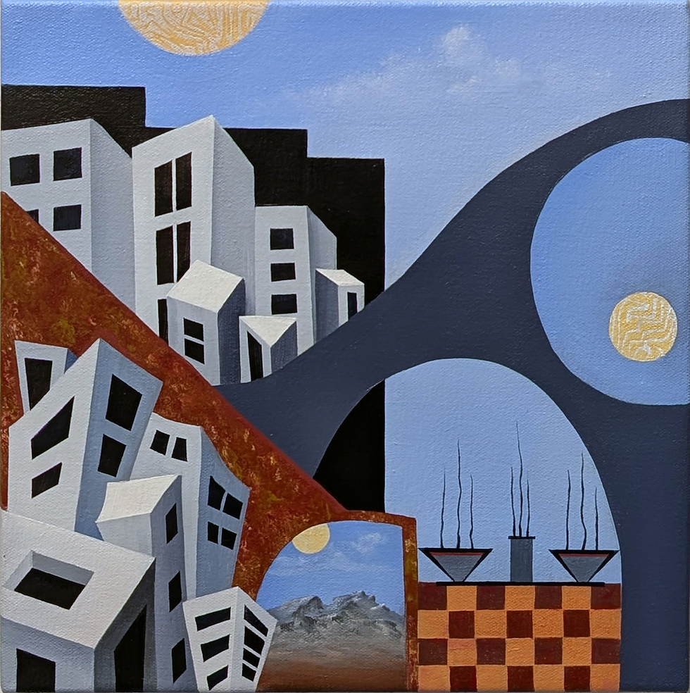 Cheryl Eggleston. On the Edge of Ease. Alkyd on Canvas, 2025.