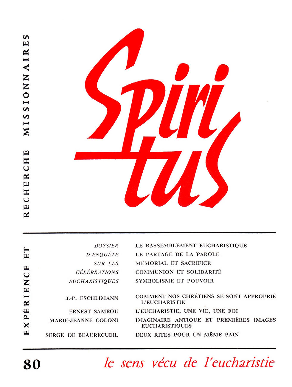 Le sens vécu de l'eucharistie