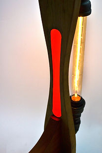 Industrial custom light with red resin inlay