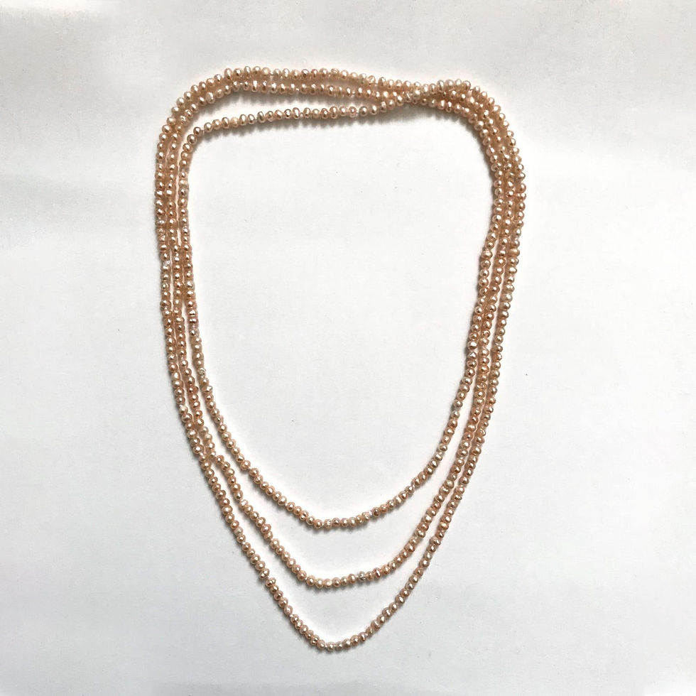 Extra Long Salmon Coloured Freshwater Pearl Necklace