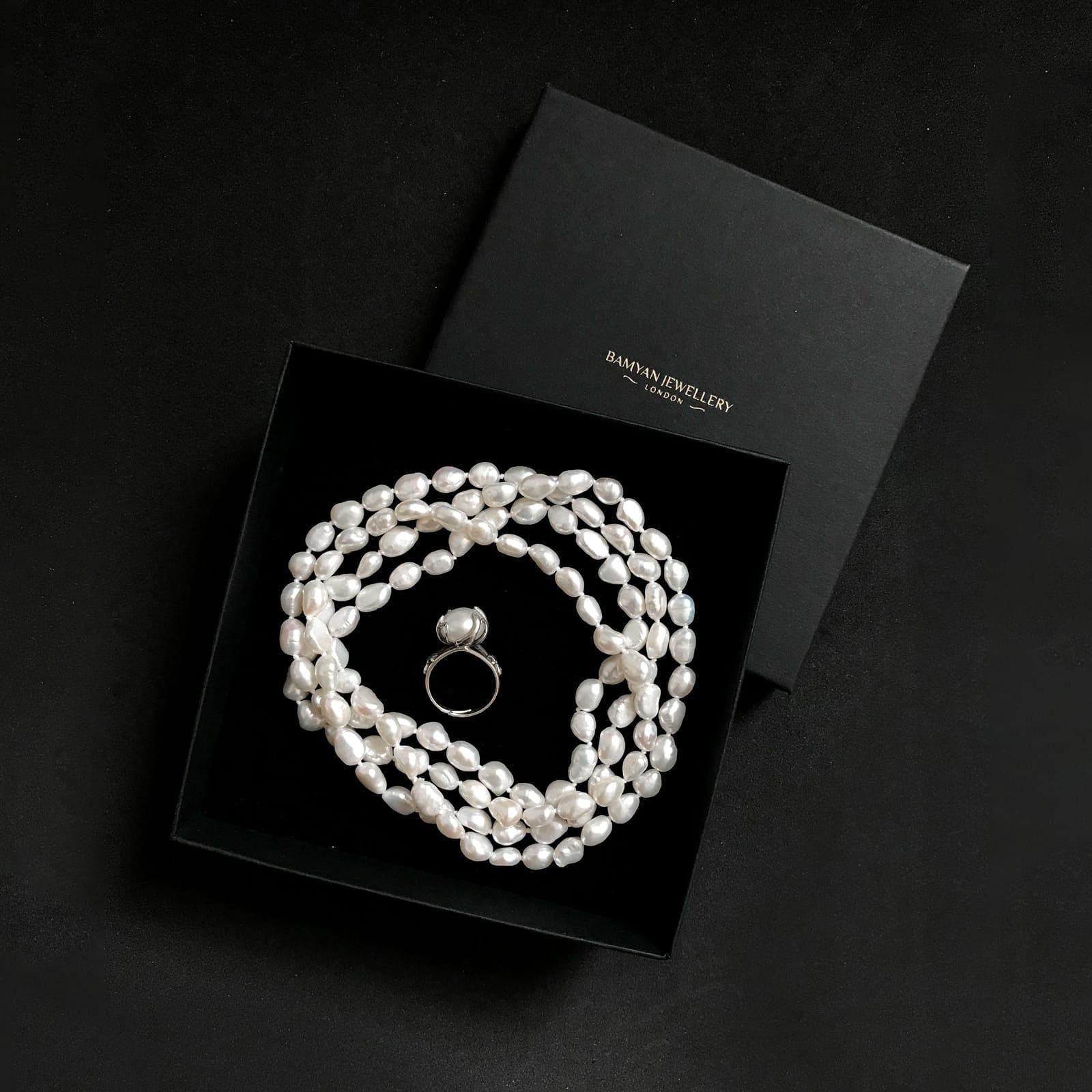 Fresh Water Pearl Necklace and Sterling Silver Ring