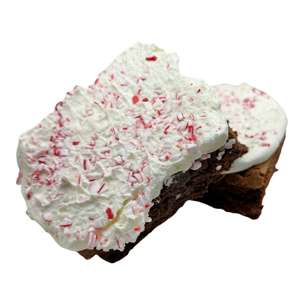 fudgy brownies topped with Peppermint icing