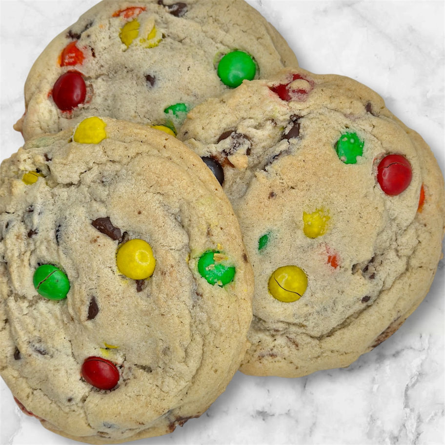 M & M Jumbo cookies top enlarged view