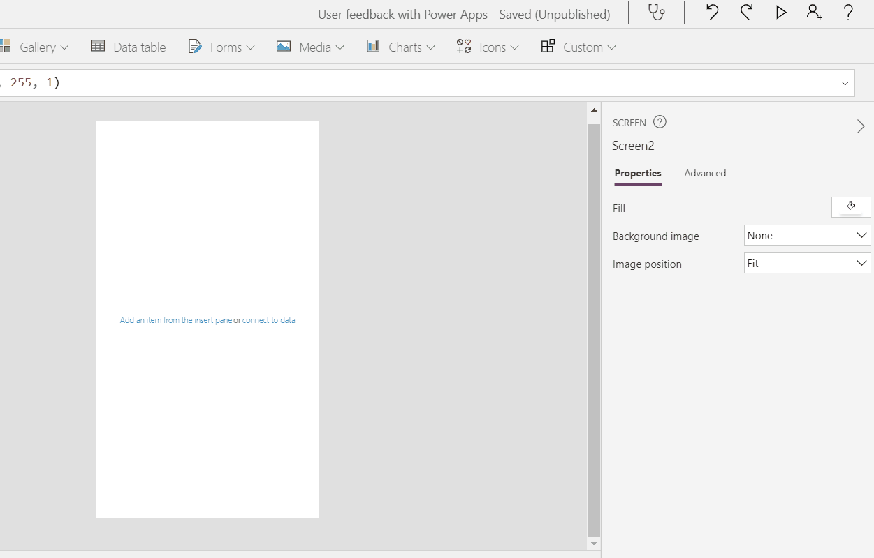 Configuring properties of a form object in Power Apps