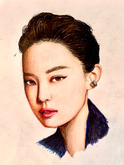"Portrait of a Young Woman", colored pencils, Allison S. C., 2022