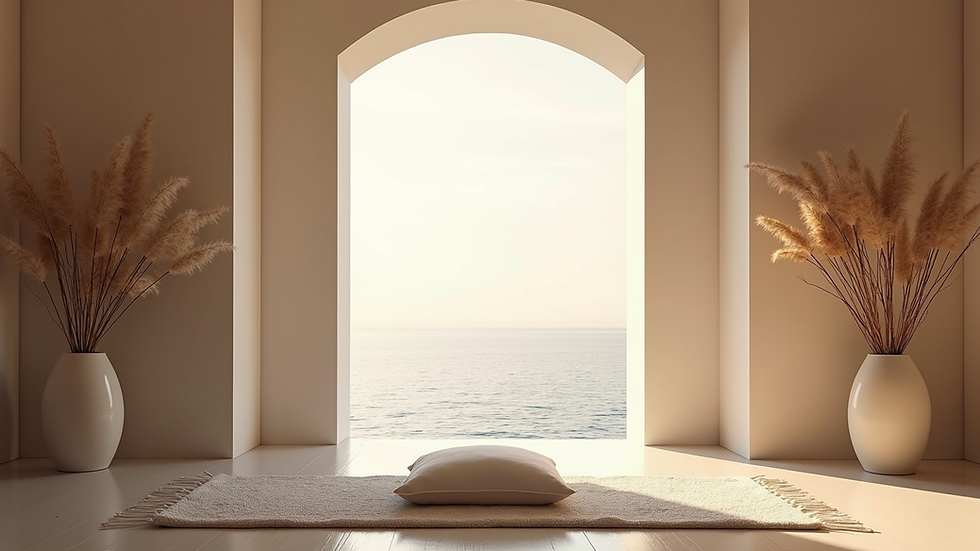 Vue rapprochée d’un espace de méditation zen avec bougies et coussins
