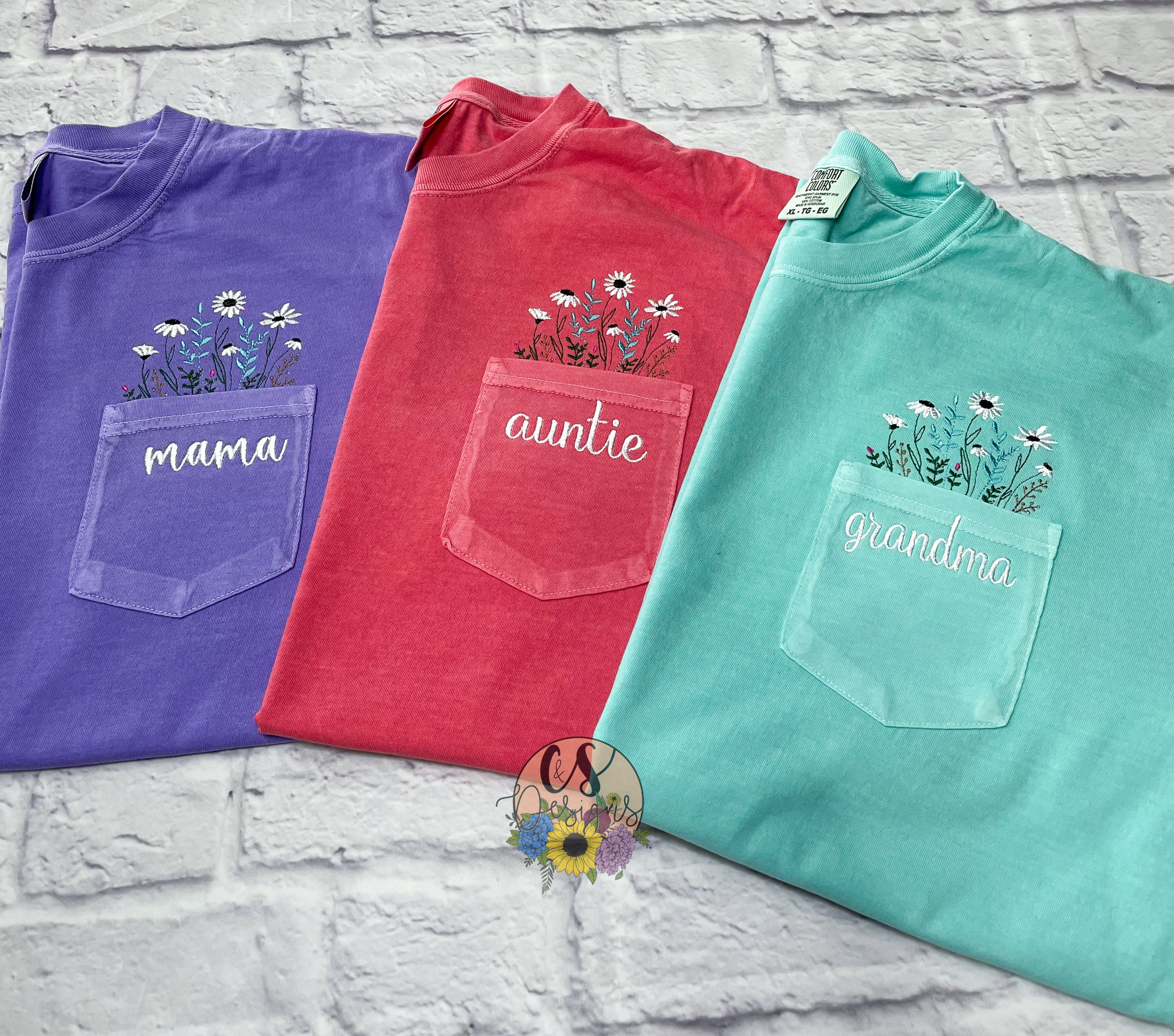 Personalized Floral Pocket Tshirt 