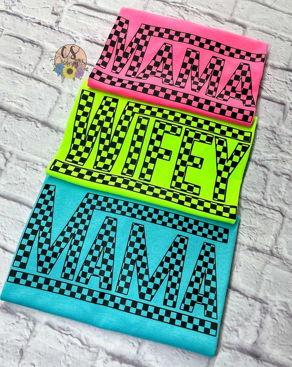 Thumbnail: Neon Wifey Checkered Tshirt 