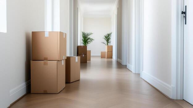 a-modern-hallway-featuring-unpacked-cardboard-boxes-and-decorative-plants-ideal-for-moving