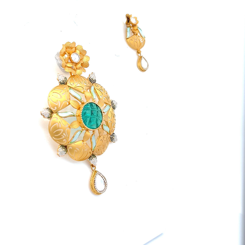 Thumbnail: Gemownaire Chinmayi Antique Gold Pendant Set