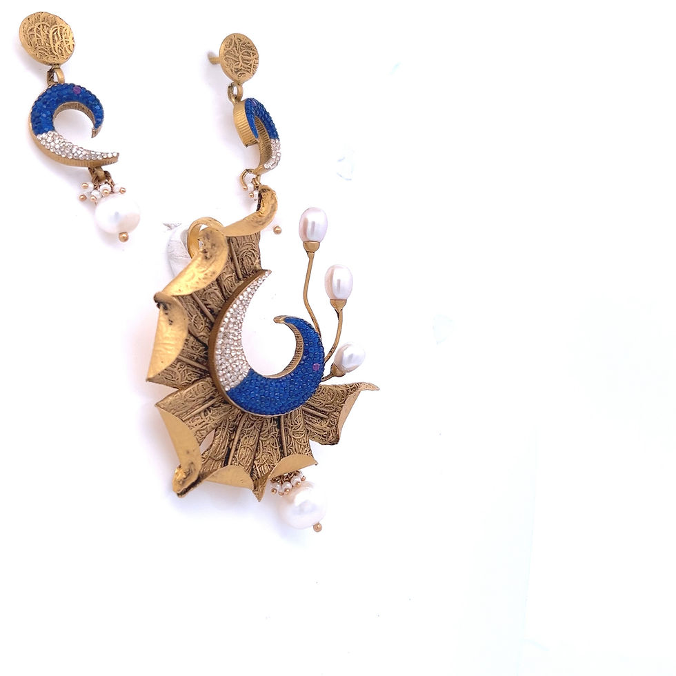 Thumbnail: Gemownaire Jivika Antique Gold Pendant Set