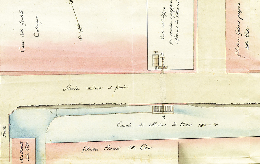 1818. Planimetria conceria Calcagno in borgo dora a Torino