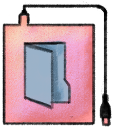 design of an extended harddrive with a folder on it