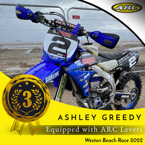 2022 Supported Teams & Riders.  Ashley Greedy using ARC Levers, Brake Lever & RC8 Clutch Perch Assembly at Weston Beach Race 2022.
