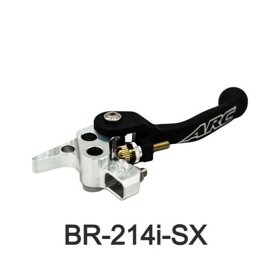 ARC SX folding front brake lever with short two‑finger billet blade for Ducati off‑road motorcycles.