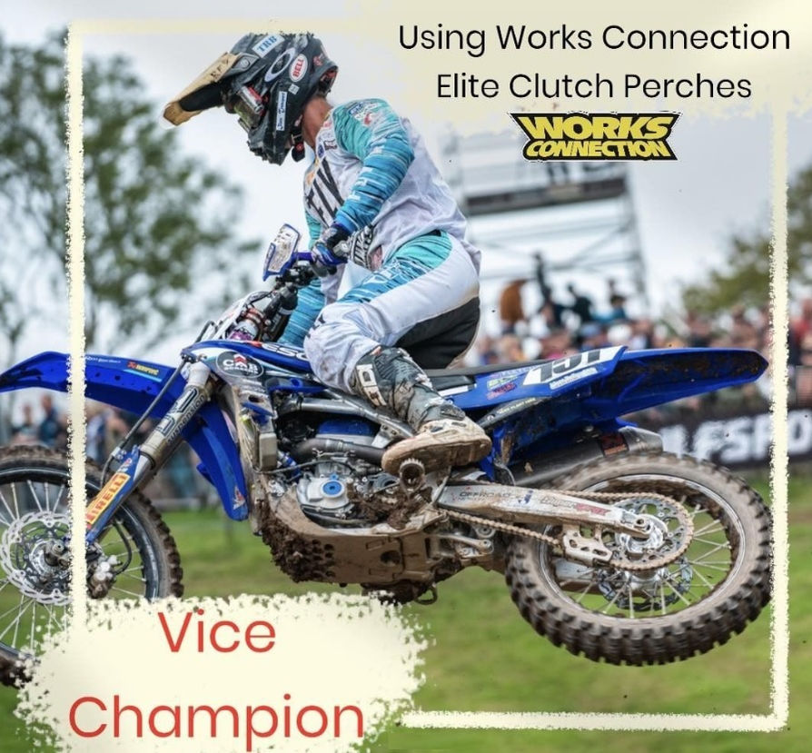 As runner-up in the series Revo ACU British MX Championship 2022, Harri Kullas takes the win at Landrake 🥇

Well done Harri Kullas & Cab Screens Yamaha great to watch 👊

Harri came into the final round of the Revo ACU British MX Championship in a comfortable second place, but 15 points behind Tommy Searle.

Harri took the lead after passing Josh Gilbert and Tommy Searle on the first lap, edging out the pair to win race one.

In the final race of the season, Harri was now 12 points behind Searle. Tommy got the holeshot and Harri soon got past, but not before Josh Gilbert had passed them both! Harri closed on Gilbert towards the end, but not quite enough to win. 1-2 finishes gave Harri the win on the day, and left him only 8 points behind Searle in the standings.

Equipped with Works Connection elite clutch perches!