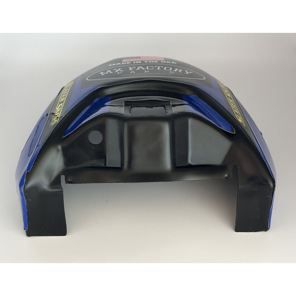 Miniature : Slater skins high flow air box cover for the Yamahas, rear view, blue/black