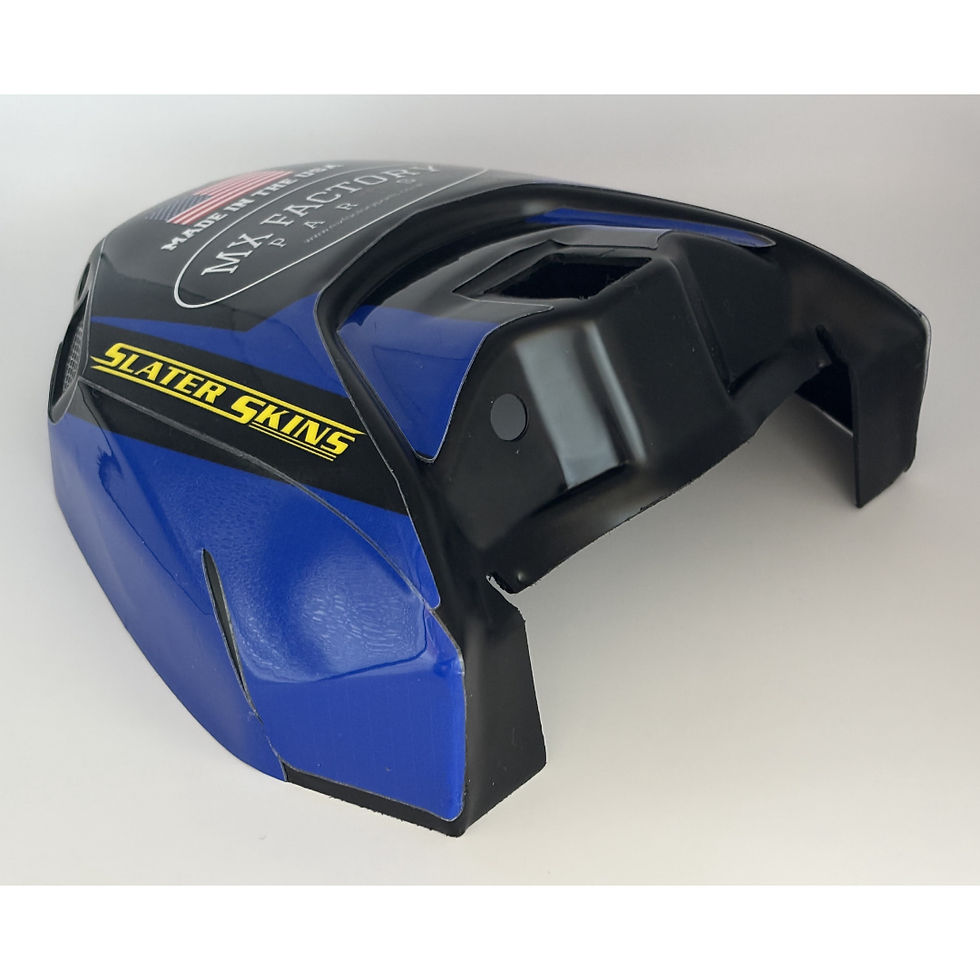 Miniature : Slater skins high flow air box cover for the Yamahas, rear view, black/blue, WR450F